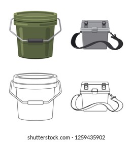 Isolated object of fish and fishing sign. Collection of fish and equipment stock vector illustration.