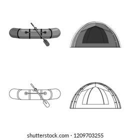 Isolated object of fish and fishing symbol. Collection of fish and equipment vector icon for stock.