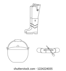Isolated object of fish and fishing symbol. Collection of fish and equipment vector icon for stock.