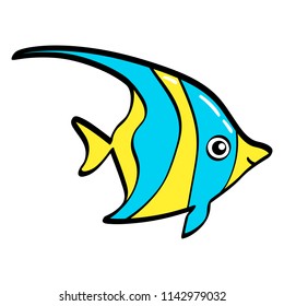 Isolated object, fish Moorish idol on a white background. Vector illustration