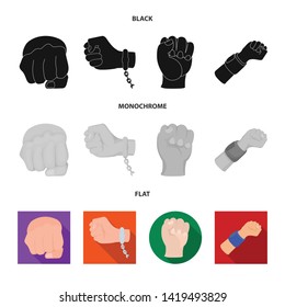 Isolated object of fist and punch icon. Collection of fist and hand vector icon for stock.