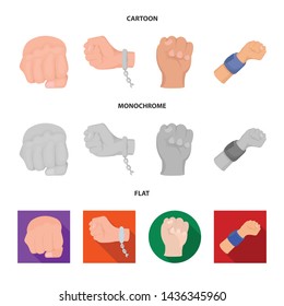Isolated object of fist and punch icon. Set of fist and hand vector icon for stock.