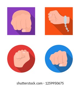 Isolated object of fist and punch logo. Set of fist and hand vector icon for stock.