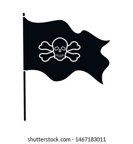 Isolated object of flag and pirate symbol. Set of flag and emblem stock symbol for web.