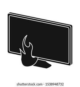 Isolated object of flame and monitor logo. Graphic of flame and internet vector icon for stock.