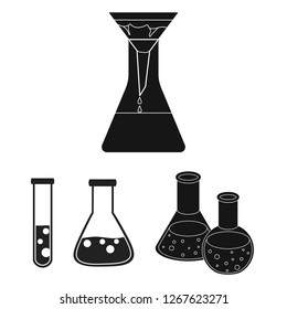 Isolated object of flask and laboratory icon. Set of flask and equipment vector icon for stock.