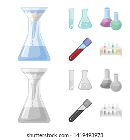 Isolated object of flask and laboratory icon. Collection of flask and equipment vector icon for stock.