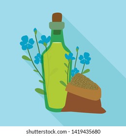 Isolated Object Of Flaxseed  And Seeds Symbol. Collection Of Flaxseed  And Liquid  Vector Icon For Stock.