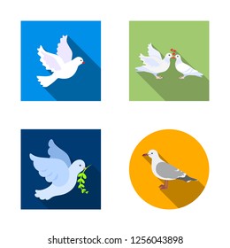 Isolated object of flying and dove symbol. Set of flying and carrier vector icon for stock.