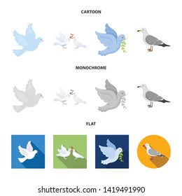 Isolated object of flying and dove symbol. Collection of flying and carrier vector icon for stock.