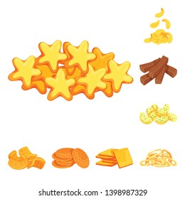 Isolated object of food and crunchy logo. Set of food and flavor vector icon for stock.