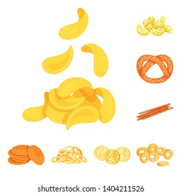 Isolated object of food and crunchy logo. Set of food and flavor stock symbol for web.