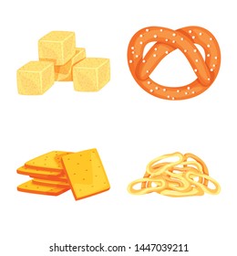 Isolated object of food and crunchy sign. Set of food and flavor stock symbol for web.