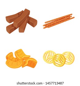 Isolated object of food and crunchy sign. Collection of food and flavor vector icon for stock.