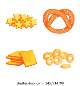 Isolated object of food and crunchy sign. Set of food and flavor stock symbol for web.