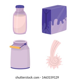 Isolated object of food and dairy sign. Set of food and calcium stock vector illustration.