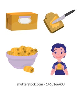 Isolated object of food and dairy sign. Set of food and cholesterol vector icon for stock.