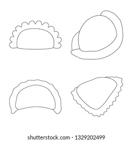 Isolated object of food  and dish logo. Set of food  and cooking stock vector illustration.