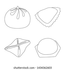 Isolated object of food and dish logo. Collection of food and cooking stock vector illustration.