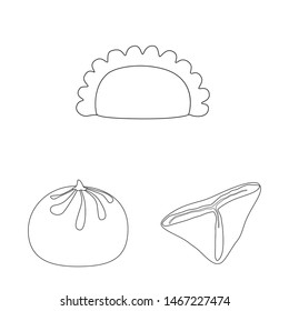 Isolated object of food dish logos. Collection of food and cooking stock vector illustration.