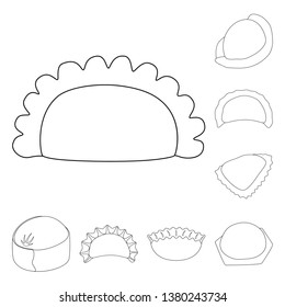 Isolated object of food  and dish symbol. Set of food  and cooking stock vector illustration.