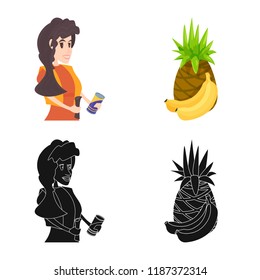 Isolated object of food and drink icon. Set of food and store stock symbol for web.