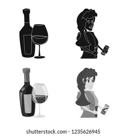 Isolated object of food and drink icon. Set of food and store stock vector illustration.
