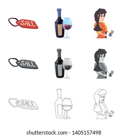 Isolated object of food and drink icon. Collection of food and store stock vector illustration.