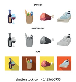 Isolated object of food and drink icon. Collection of food and store vector icon for stock.