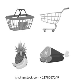 Isolated object of food and drink logo. Collection of food and store stock symbol for web.
