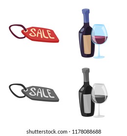 Isolated object of food and drink logo. Collection of food and store vector icon for stock.