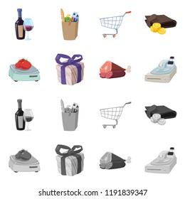 Isolated object of food and drink logo. Set of food and store stock symbol for web.