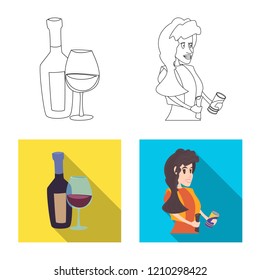 Isolated object of food and drink logo. Collection of food and store stock symbol for web.