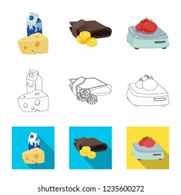 Isolated object of food and drink logo. Set of food and store stock vector illustration.