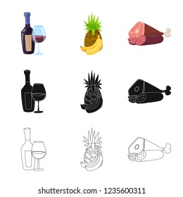 Isolated object of food and drink logo. Collection of food and store vector icon for stock.