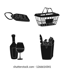 Isolated object of food and drink logo. Collection of food and store vector icon for stock.