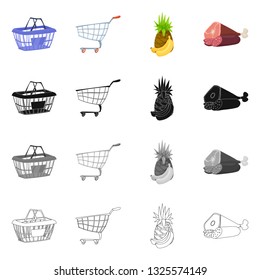 Isolated object of food and drink logo. Set of food and store stock symbol for web.