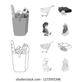 Isolated object of food and drink sign. Collection of food and store stock vector illustration.