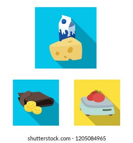 Isolated object of food and drink sign. Set of food and store stock vector illustration.