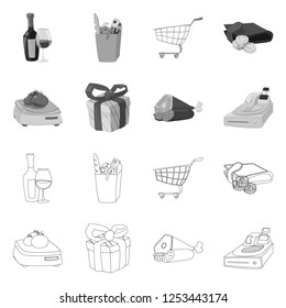 Isolated object of food and drink sign. Collection of food and store stock vector illustration.