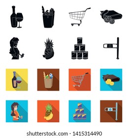Isolated object of food and drink sign. Set of food and store stock vector illustration.