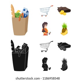 Isolated object of food and drink symbol. Collection of food and store stock symbol for web.