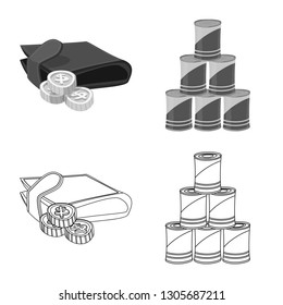 Isolated object of food and drink symbol. Set of food and store vector icon for stock.