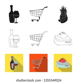 Isolated object of food and drink symbol. Collection of food and store stock symbol for web.
