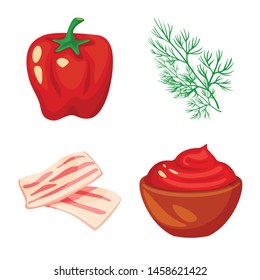 Isolated object of food and flavors logo. Set of food and ingredient stock symbol for web.