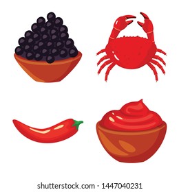 Isolated object of food and flavors symbol. Set of food and ingredient stock symbol for web.