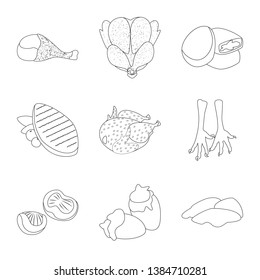 Isolated object of food and grilled logo. Collection of food and bird  stock vector illustration.