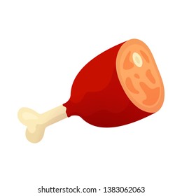 Isolated object of food and ham icon. Set of food and bone stock vector illustration.