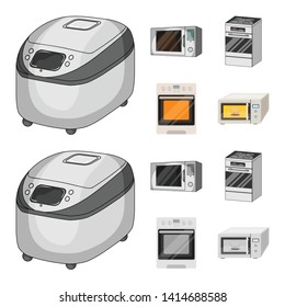 Isolated object of food and inside logo. Collection of food and cooker stock vector illustration.