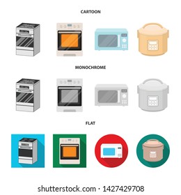 Isolated object of food and inside symbol. Collection of food and cooker stock vector illustration.